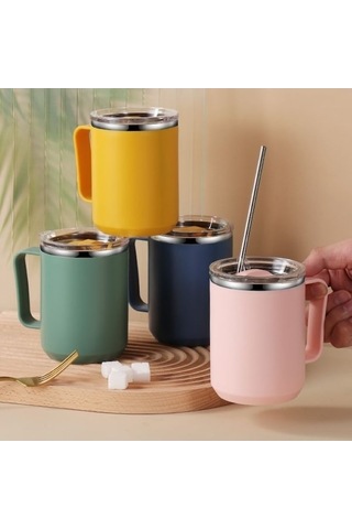 Besthome1 Kulplu 450ml Yalıtımlı Kahve Kupa, Mavi Mavi