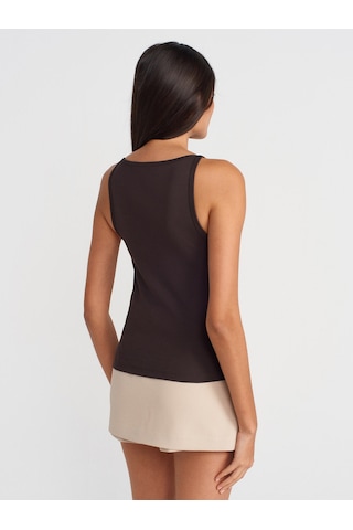 Dilvin 21048 Halter Yaka Top-koyu Kahve Koyu Kahve