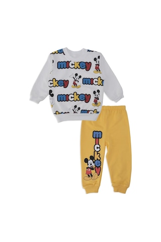 Bebelop Erkek Bebek Mickey Mouse Baskılı Yazılı 2'li Alt Üst Takım 001