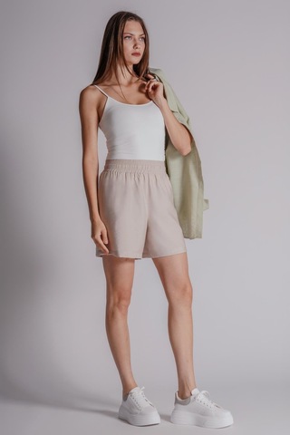 Braccas Kadın Beli Lastikli Jogger Şort Taş TAŞ Taş