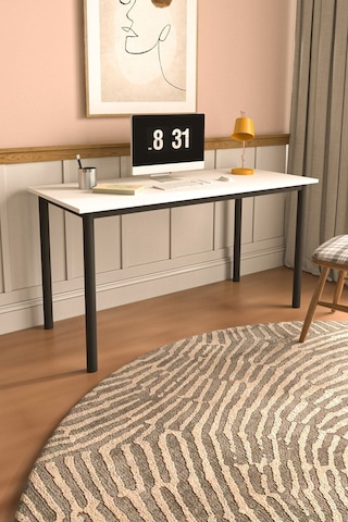 Viva Çalışma Masası Bilgisayar Masası Ofis Masası 110x55 Beyaz Siyah  -  Beyaz