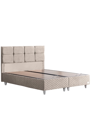 Gümüş İkili Set, Gümüş Çift Kişilik Baza Başlık Seti Krem 160 x 200