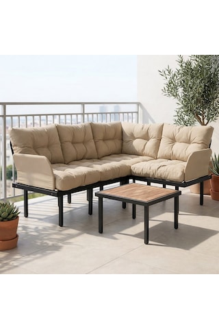 Bahçe Köşe Takımı Balkon Ve Cafe Modüler Metal Köşe Koltuk Takımı Sehpalı Bej 16355 Bej Bahçe Köşe Takımı Balkon Ve Cafe Modüler Metal Köşe Koltuk Takımı Sehpalı Bej 16355 Bej