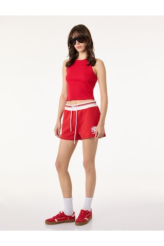 Koton Slim Fit Kolsuz Halter Yaka Bluz Kırmızı 6sal30048ık