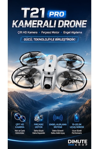 T21 Pro Kameralı Drone Çift Hd Kamera Fpv Fırçasız Motor Engel Algılamalı