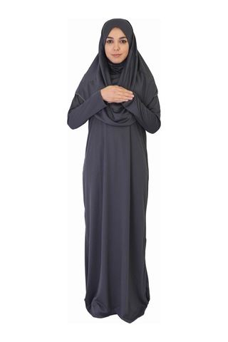 Zehranaz Namaz Elbisesi Fermuarsız Antrasit Gri Namaz Elbisesi Antrasit
