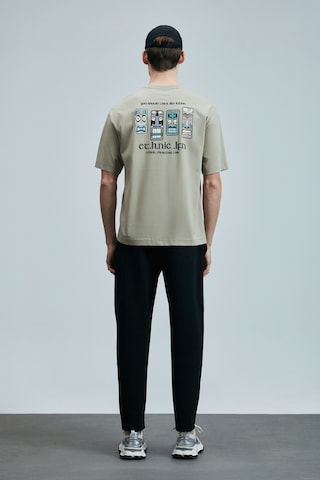 Lufian 111020248 Mask Modern Grafik T- Shirt Erkek Tişort Bej