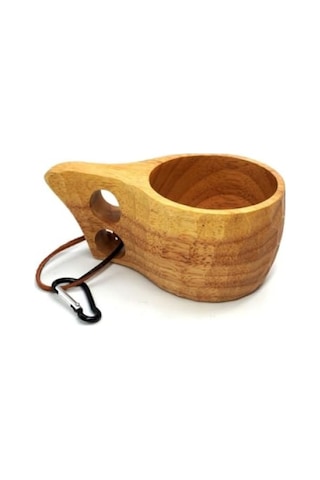 Desenli Kuksa Bardak - Kaliteli Malzeme İle Tasarlanmış Açık Ahşap