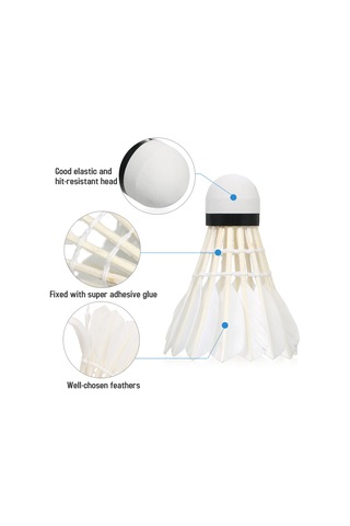 Aubyhe 3 Adet Fiber Kork Başlı Plastik Badminton Topları Beyaz/sarı Seçenekli - Kutu Paketli