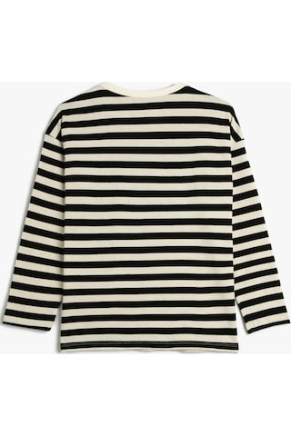 Koton Oversize Tişört Uzun Kollu Bisiklet Yaka Pamuklu Siyah Çizgili 4wkg10293ak 4WKG10293AK9S9 Siyah