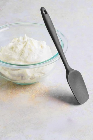 Silicolife Kaşık Spatula, Isıya Dayanıklı Yanmaz Yapışmaz Tek Parça Silikon Kaşık Spatula 27cm Antrasit Antrasit