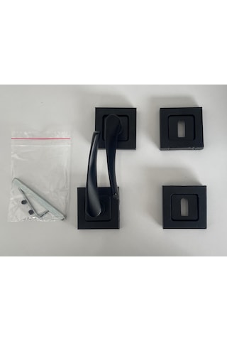 Siyah Kare Brawo Oda Kapı Kolu Ön - Arka Takım