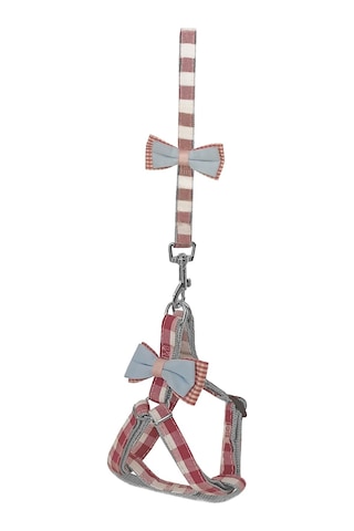 Markapet Köpek Göğüs Tasma Seti Ekose Desenli Papyonlu 1.5 CM 35-48 CM Kırmızı