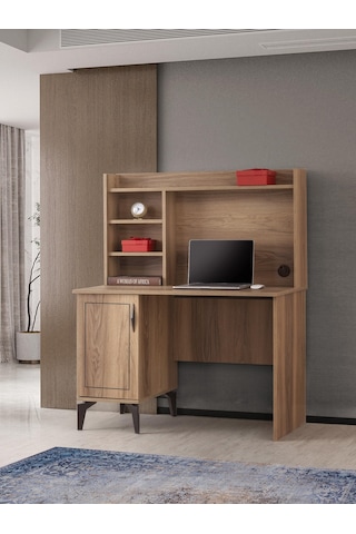Hazar Kitaplıklı Çalışma Masası 110x60x137cm Ceviz