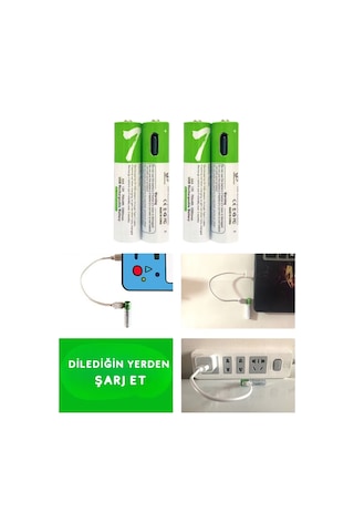 Usb Type-c Şarjlı 4 Adet Aaa 1.5v Lityum Kalem Pil 750mah Uzun Ömürlü