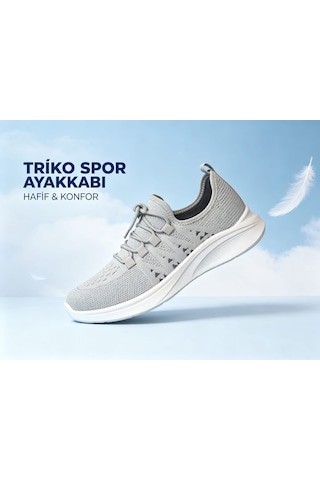 Leu Unısex Triko Spor Ayakkabı Desenli Gri