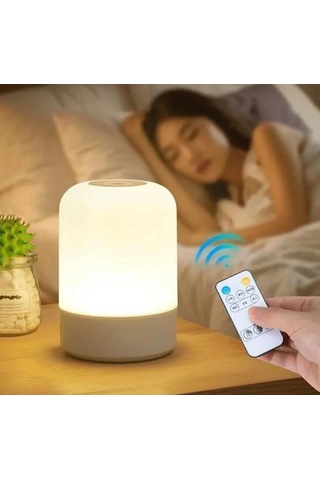 3 Renkli Şarjlı Gece Lambası Kumandalı Kablosuz Masa Lambası Çok Renkli