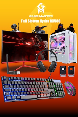 Gm Game Master Hydra RX580 Ryzen 5 5500 23.8" Gaming Pc Full Sistem Free Dos Masaüstü Bilgisayar