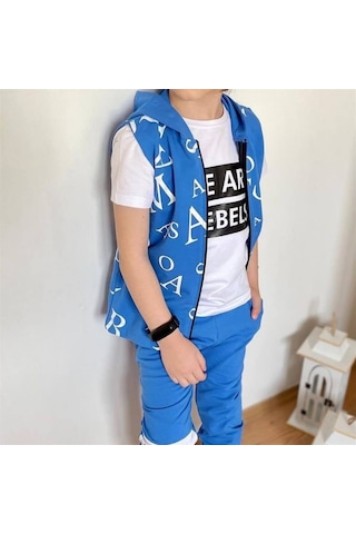 Erkek Çocuk Harfler Baskılı Yelekli Takım (492383961)