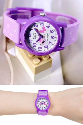 Q&q Qcg9914 Lila Mor Kraliçe Kedi Su Geçirmez Kız Çocuk Kol Saati