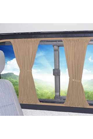 Pandami Ford Connect 1.nesil 2002-2013 Uyumlu Krem Raylı Oto Perde Takımı