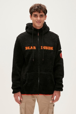 Bad Bear Shaggy Plush Full-zip Siyah Peluş Erkek Kapüşonlu Sweatshirt-siyah Siyah