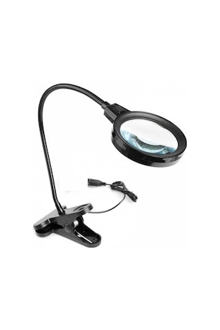 12 Led Clipsli Işıklı Büyüteç Işıklı Masa Lambası Çalışma Lambası Açık Bej