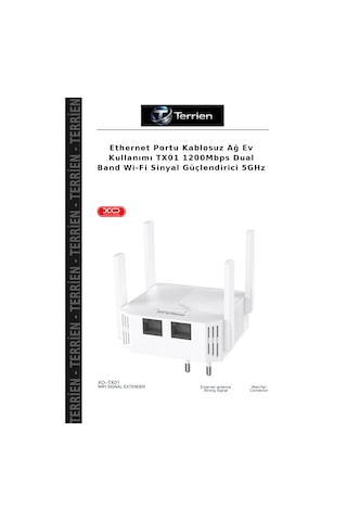 Ethernet Portu Kablosuz Ağ Ev Kullanımı Tx01 1200mbps Dual Band Wi-fi Sinyal Güçlendirici 5ghz