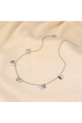 Girift Vintage Butterfly Gümüş Kelebek Kolye Metal