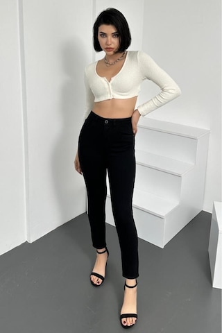 Kadın Siyah Süper Skinny Fit Esnek Likralı Denim Jean Kot Pantol