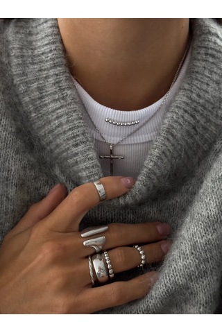 Sılverme 925 Ayar Gümüş Misina Üzerindeki Choker Takı 66121422 Gri