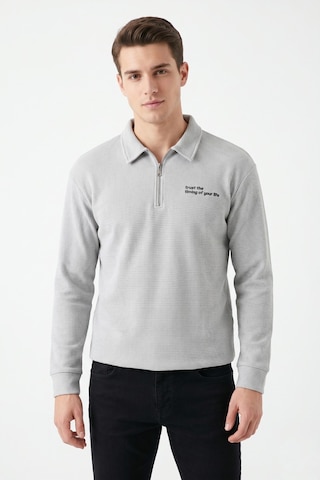 Opınıon Erkek Spor Polo Yaka Petek Dokulu Sweatshırt Bgl-st05442 A.gri