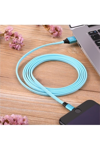 Micro Usb Flat Fiber Örgülü 2.4a Şarj Ve Data Kablosu