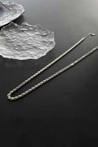 Chavin Gri Parlak Çelik Halep Zincir Bayan Kolye Ev05by Gri