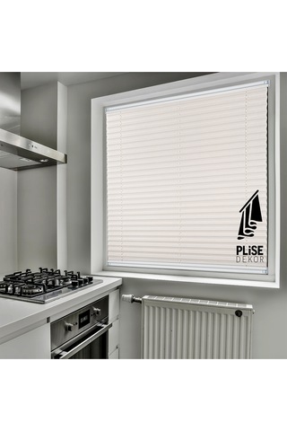 Plise Dekor Beyaz Plise Perde - Cam Balkon Perdesi Yapıştırma Profilli