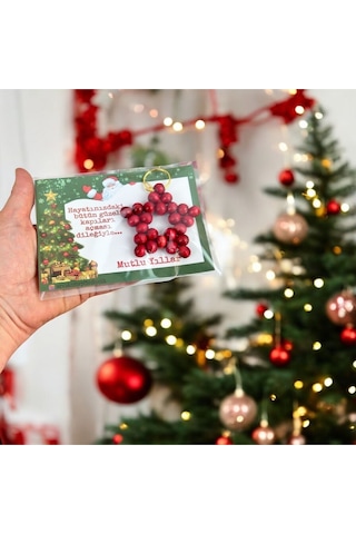 Yılbaşı Hediyesi Kırmızı Yıldız Anahtarlık Ve Kartı Yeni Yıl Hediyesi 1 Adet