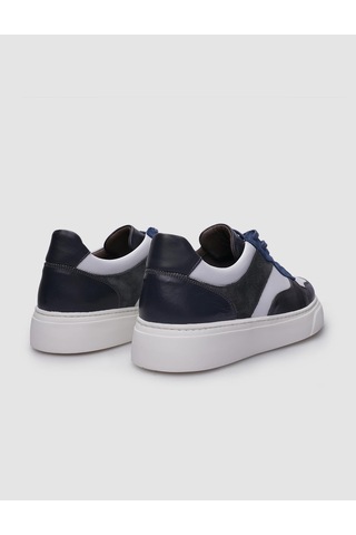 %100 Hakiki Deri Gri Bağcıklı Erkek Sneaker-gri Gri