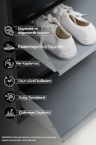 4'lü Metal Ayakkabılık - Gri