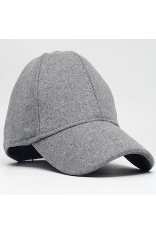 Şapkadan Unisex Gri Kaşe Kumaş Kışlık Kep Şapka 45645dr57011