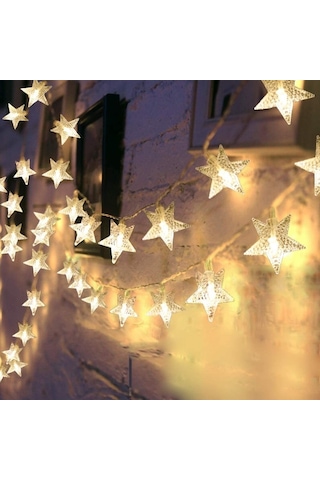 Yıldız Led Dize 3 M Sarı Işık Dekoratif Led Aydınlatma Pilli Ağaç