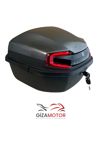 Işıklı + Sırt Dayamalı 33 Litre Motosiklet Çantası Koyu Gri