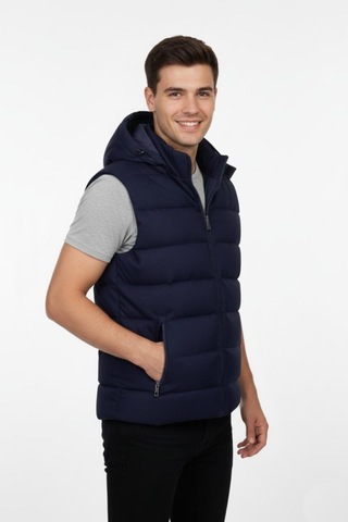 Erkek Spor Kapüşonlu Yelek Regular Kalıp 961-309 Bgl-st04874 Lacivert