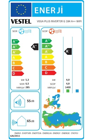 Vestel Vega Plus Inverter G 184 A++ WIFI Klima