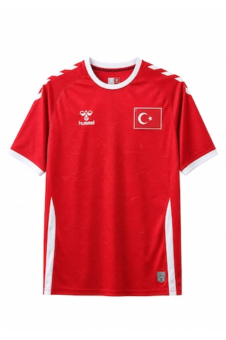 Hummel Milli Takım T-shirt 1.kalite Silikon Dikdörtgen Bayrak Logolu+ Sırta İsim Ve Numara Baskı Kırmızı - Beyaz