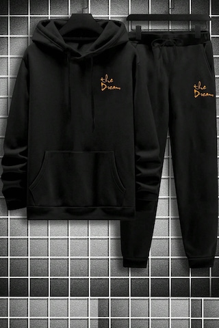 Uyguntarz Unisex The Dream Baskılı Eşofman Takımı Siyah