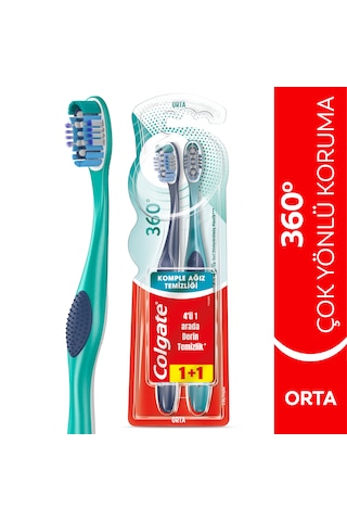 Colgate 360 Komple Ağız Temizliği Diş Fırçası Medium 2'li