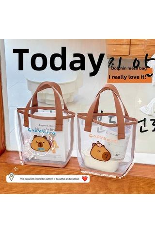 Springsun Cute Kapibara Desenli Ağ Çanta - Seyahat, Plaj Ve Dış Etkinlikler İçin Pratik Depolama Çantası