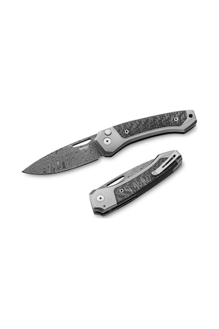 Lionsteel Twain Damascus - Gray Titanium / Carbon Fiber Çakı Gri
