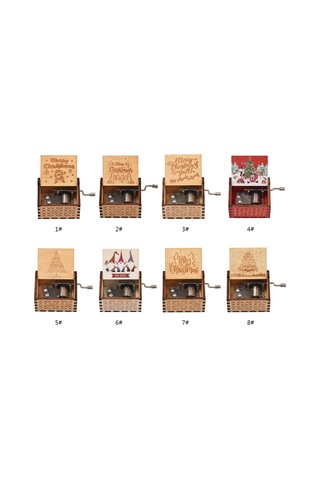 Monyee Ahşap Elle Çevirilebilir 18 Tonlu "we Wish You A Merry Christmas" Melodi Kutusu, 8 Desen Seçeneğiyle Vintage Müzik Kutusu