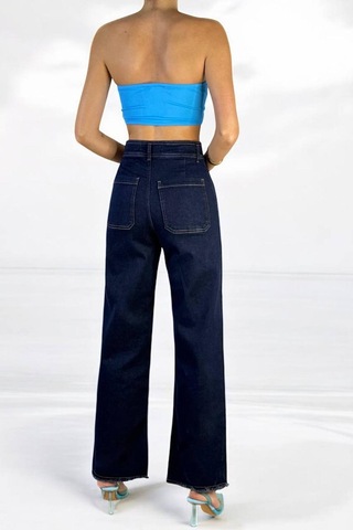 Lacarino 7865 Wıde Leg Crop Kadınjean Pantolon Rınse